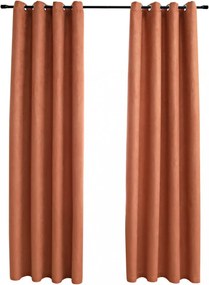 vidaXL 2 db rozsdavörös sötétítőfüggöny fémgyűrűkkel 140 x 225 cm
