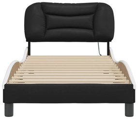 fekete és fehér ágykeret LED-ekkel matrac nélkül Hvar 90 x 200 cm