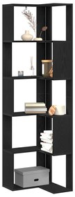 Sarok Könyvespolc 5 szintes Fekete Tölgy 50x50x179 cm Mérnöki Fa