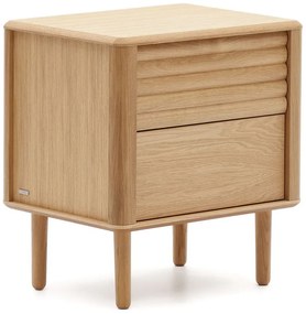 Natúr színű éjjeliszekrény tölgyfa dekorral Lenon – Kave Home