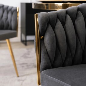 Elegáns Szürke Bársony Étkezőszék Arany Lábbal. CAPI