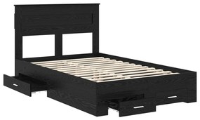 vidaXL Ágykeret fejtámlával fiókkal Fekete tölgy 120 x 190 cm Faanyag