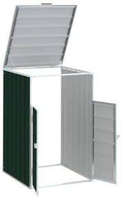zöld acél kerekes tároló 1 szemeteskukához 72 x 81 x 115 cm