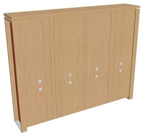 Verno+ S magas szekrény 260 x 46 x 210 cm, világos tölgy / narancs