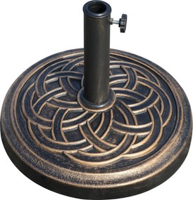 Outsunny Kerti Napernyő Talapzat 12 kg Nettó Tömeg Kerek Napernyő Állvány 38mm/48mm Polcokhoz Gyanta és Acél Kültéri Teraszhoz, Patio Ø45x33 cm Bronz