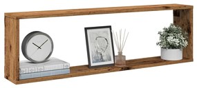 2 db antik fa színű szerelt fa fali kockapolc 100 x 15 x 30 cm