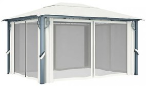 krémszínű alumíniumpavilon függönnyel 400 x 300 cm