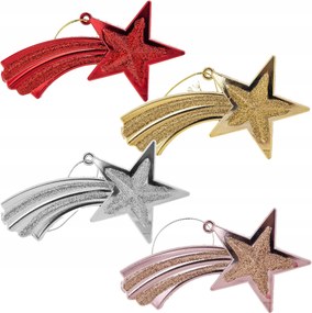 Karácsonyfa Díszek Karácsonyfa Medálok Csillagok 4 db Karácsonyi Csillámos