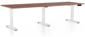 OfficeTech Long állítható magasságú asztal, 240 x 80 cm, fehér alap, dió