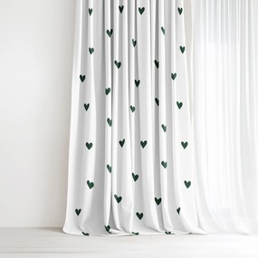 Goldea pamut drapéria - sötétzöld szívecskék fehéren 160x150 cm