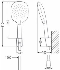 Mexen tartozékok - 1 pontos kézizuhany készlet R-22, króm, 785225052-00