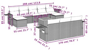 11 részes bézs polyrattan kerti ülőgarnitúra párnákkal