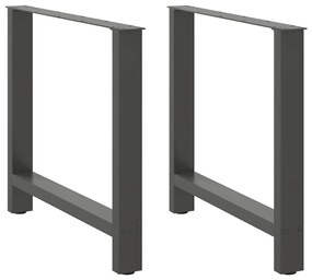 2 db antracitszürke acél étkezőasztalláb 80x(72-73) cm
