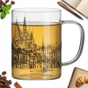 Pohár Üveg Város Boroszló 0,4L Átlátszó, Fekete Nyomtatással