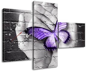 Gario Órás falikép Lila pillangó tenyéren - 3 részes Méret: 100 x 70 cm