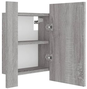 szürke sonoma szerelt fa tükrös szekrény LED-del 40x12x45 cm
