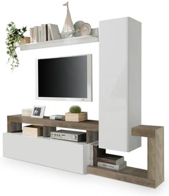 Hamburg TV állvány fehér, pero tölgy 219 cm