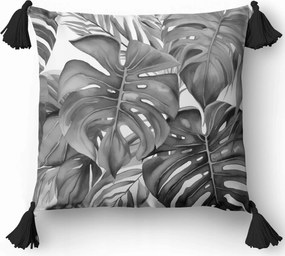 Díszpárna 45x45 Virágos Monstera Boho Szürke