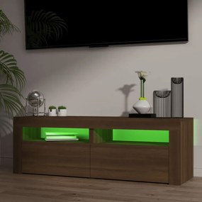 barna tölgyszínű TV-szekrény LED-világítással 120 x 35 x 40 cm