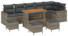 vidaXL Kerti Kanapé Szett párnával 12 pcs Szürke polirattan