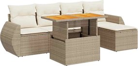 vidaXL 6 részes bézs polyrattan kerti ülőgarnitúra párnával