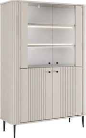 Vesper négyajtós vitrines szekrény 103 cm - kasmír / fekete lábak