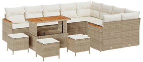 vidaXL Kerti Kanapé Szett párnával tárolóval 13 pcs Bézs Poly Rattan