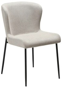 Glam design szék, világosszürke bouclé, fekete fém láb
