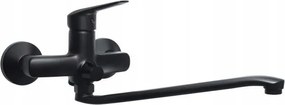 Fali mosdó csaptelep hosszú kifolyócsővel, fekete