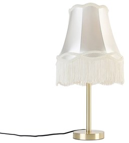 Klasszikus asztali lámpa sárgarézzel és krémszínű Granny búrával 30 cm - Simplo