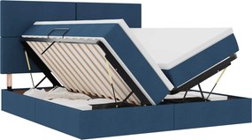 vidaXL Tárolós Ágy matracmal fejtámlával Kék 180 x 200 cm Műbőr