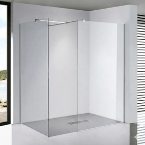 Stuxi Milano Kombi Walk-in zuhanyfal, 80x90 cm, 8 mm vastag vízlepergető biztonsági üveggel, 200 cm magas, króm