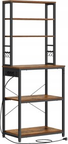 Loft stílusú konyhai polc praktikus elosztóval, 6 polccal, 167 cm