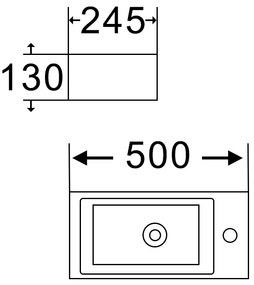 Erga India, kerámia fali/munkalapos mosogató 500x245x130 mm, fehér fényes, ERG-V03-YT-011-WH