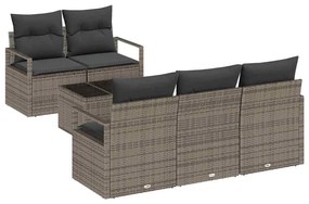 vidaXL Kerti Kanapé Szett párnával tárolóval 6 pcs Szürke polirattan