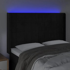 fekete bársony LED-es fejtámla 147x16x118/128 cm
