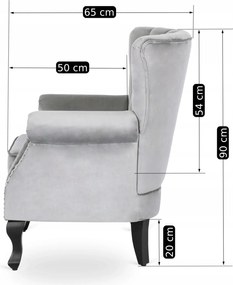 Fotel szürke bársony kárpittal – MALLO