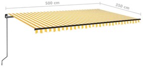 sárga és fehér kézzel kihúzható napellenző 500 x 350 cm