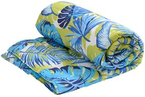 Egész éves steppelt takaró 140x200 cm párnával ARECANO kék-zöld 70x90 cm