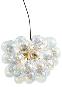 Art Deco függőlámpa arany színben, szivárványos üveggel, 50 cm, 8-as - Uvas