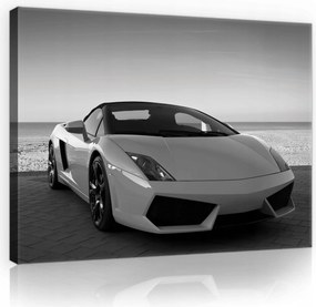 Vászonkép 80x60 Lamborghini sportautó luxus fekete fehér modern