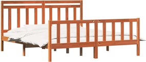 vidaXL Ágykeret fejtámlával 2 pcs Faggyú barna 205,5 x 185,5 x 100 cm