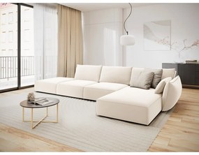 Bézs bársony sarokkanapé (jobb oldali-heverő résszel) Vanda – Mazzini Sofas