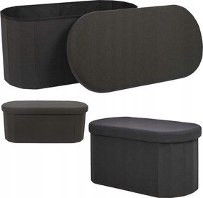 Luno ovális puff tárolórekesszel fekete ülőke nappaliba összecsukható láda