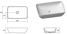 Ravak XJX0D150000 - Ráépített mosdó CERAMIC SLIM 50x31 cm kerámia/fekete