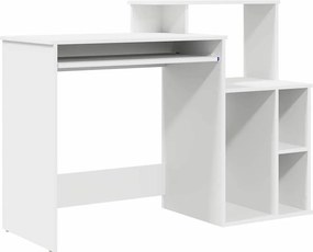 vidaXL Asztal fiókkal polcokkal Fehér 120,5 x 44 x 88,5 cm Faanyag