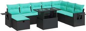 vidaXL 9 részes szürke polyrattan akácfa kerti ülőgarnitúra párnákkal