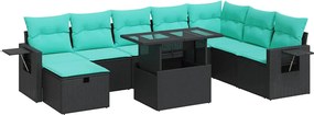 vidaXL 9 részes szürke polyrattan akácfa kerti ülőgarnitúra párnákkal