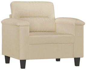 vidaXL 3 részes krémszínű mikroszálas szövet ülőgarnitúra párnával