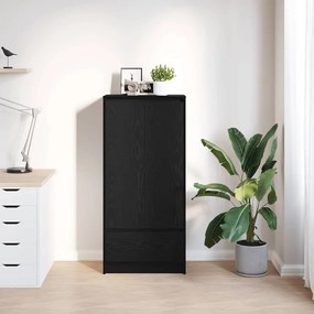 Fekete tölgy szerelt fa szekrény fiókkal 55,5x34x119,5 cm